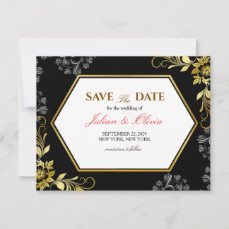 Gothic Black and Gold Save the Date Card