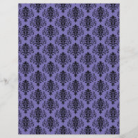 Gothic Black and Purple Damask Scrapbook Paper
