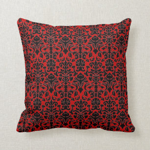 Gothic Black and red damask pillow
