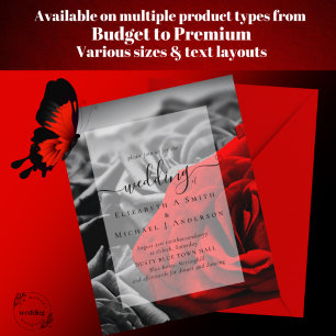 Gothic Black and Red Roses Goth Wedding Invite