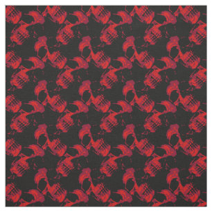 Gothic black and red skulls pattern fabric