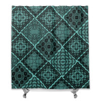 Gothic Black and Teal Green Faux Lace Quilt
