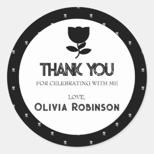 Gothic black and white Birthday Classic Round Sticker