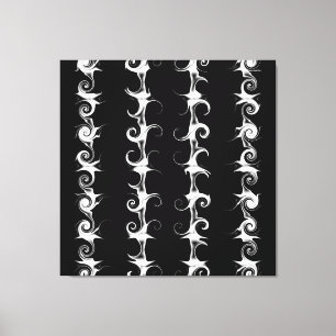 Gothic Black and White Linear Curlicue Pattern Canvas Print
