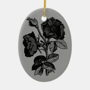 Gothic Black Antique Rose Ceramic Tree Decoration
