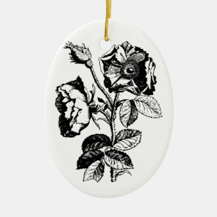 Gothic Black Antique Rose Ceramic Tree Decoration