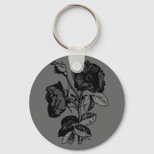 Gothic Black Antique Rose Key Ring