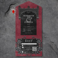 Gothic Black Arch & Black Roses Wine QR Code