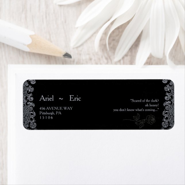 Gothic Black Bachelorette Party Return Address (Insitu)