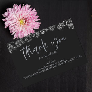 Gothic Black Bachelorette  Thank You Card