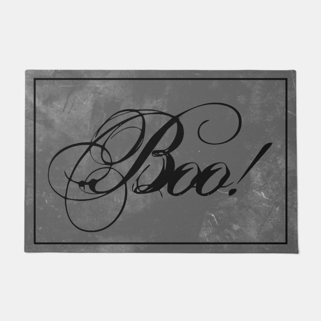 Gothic Black Boo Halloween Doormat (Front)