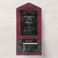 Gothic Black Border 4 & Black Roses Wine No Dinner