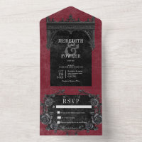 Gothic Black Border 7 & Black Roses Wine No Dinner