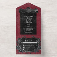 Gothic Black Border & Black Roses Wine No Dinner