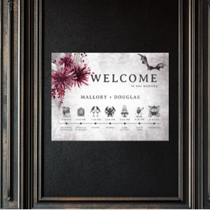 Gothic Black & Burgundy Halloween Order of Events Poster