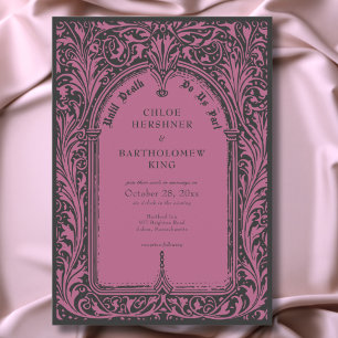 Gothic Black Burgundy Mediaeval Until Death Weddin Invitation