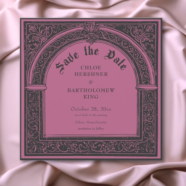 Gothic Black Burgundy Mediaeval Until Death Weddin Save The Date (Gothic Black Burgundy Medieval Until Death Wedding Save The Date)