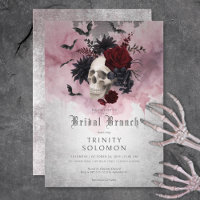 Gothic Black & Burgundy Skull & Bats Bridal Brunch