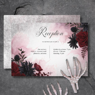 Gothic Black & Burgundy Skull & Spider Reception Enclosure Card