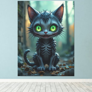 Gothic Black Cat Halloween Enchanted Forest Vibes  Canvas Print