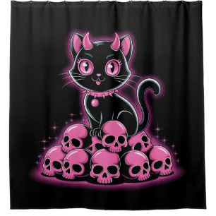 Gothic Black Cat Shower Curtain