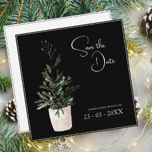 Gothic Black Christmas Tree Festive Wedding  Save The Date
