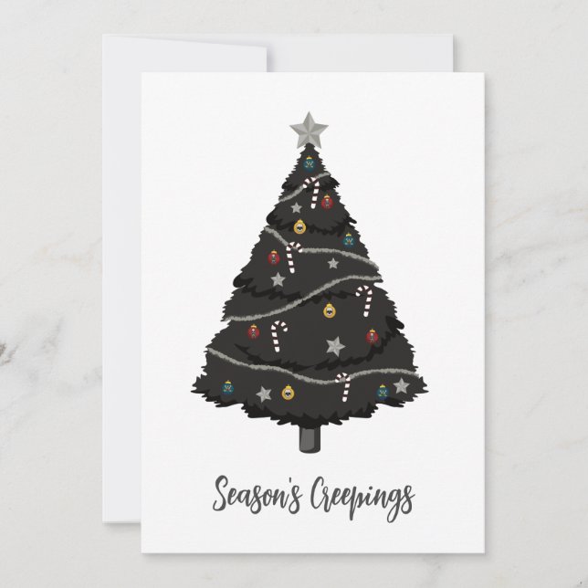 Gothic Black Christmas Tree  Holiday Card (Front)