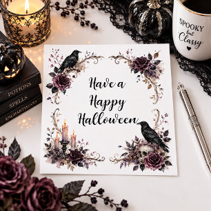 Gothic Black Crow & Candles Halloween