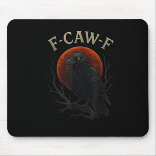 Gothic Black Crow F-caw-f Raven Funny Red Moon Sar Mouse Pad