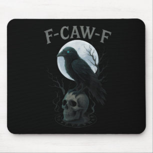 Gothic Black Crow F-caw-f Raven Skull Moon Hallowe Mouse Pad