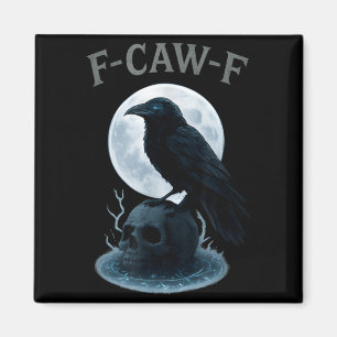 Gothic Black Crow Raven Skull Moon Halloween Magnet