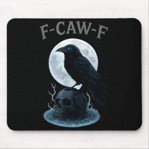 Gothic Black Crow Raven Skull Moon Halloween Mouse Pad