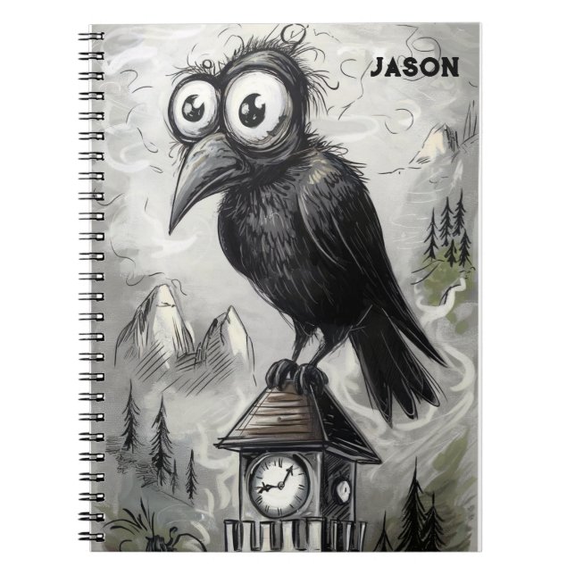 Gothic Black Crow Spooky Notebook (Front)