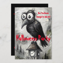 Gothic Black Crow & Tower Spooky Halloween Party