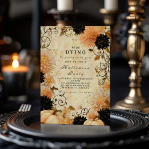 Gothic Black Dahlia Halloween Celebration Invitation