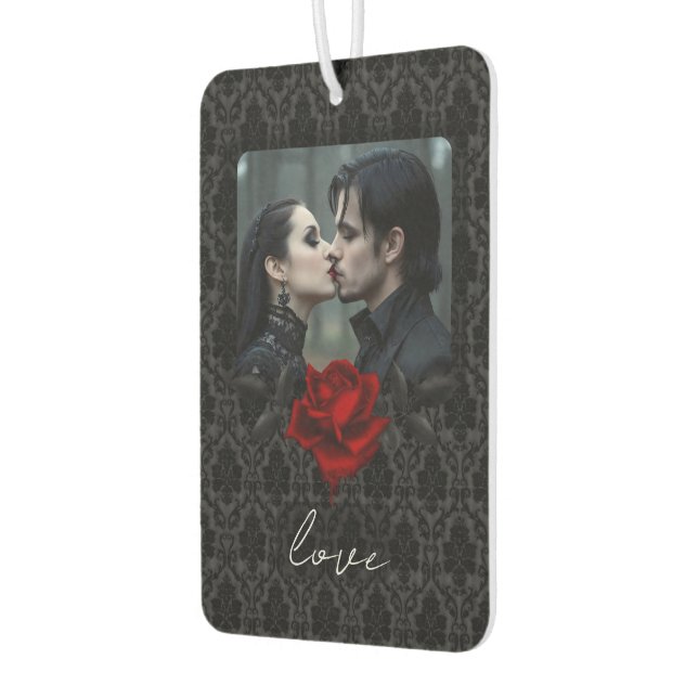 Gothic Black Damask Rose Wedding Car Air Freshener (Left)