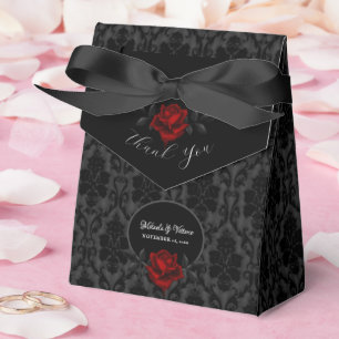 Gothic Black Damask Rose Wedding Favour Box