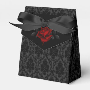 Gothic Black Damask Rose Wedding Favour Box