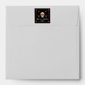 Gothic Black Dia de los Muertos Sugar Skull Flower Envelope