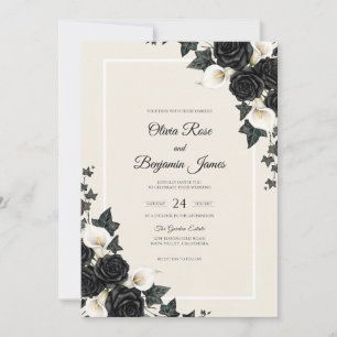 Gothic Black Dusty Rose Wedding Invitation