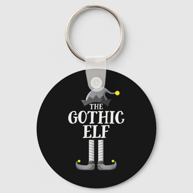 Gothic Black Elf Matching Family Group Christmas P Key Ring (Front)