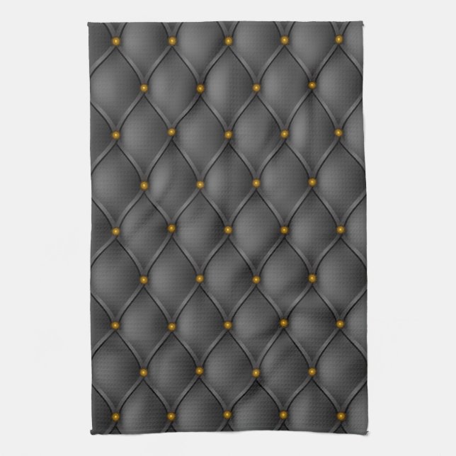 Gothic Black Faux Pin Tucks Tea Towel (Vertical)