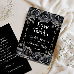 Gothic Black Floral Halloween Wedding Thank You