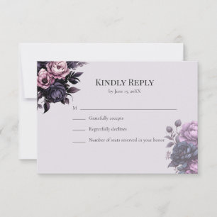 Gothic Black Floral RSVP Card