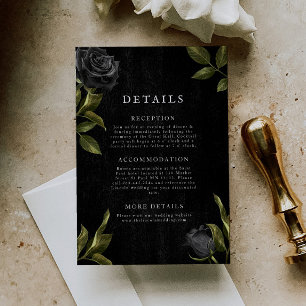 Gothic Black Floral Wedding Details  Enclosure Card