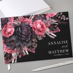 Gothic Black Floral Wedding Guest Book