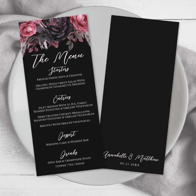 Gothic Black Floral Wedding Menu (Gothic Black Floral Wedding Menu)