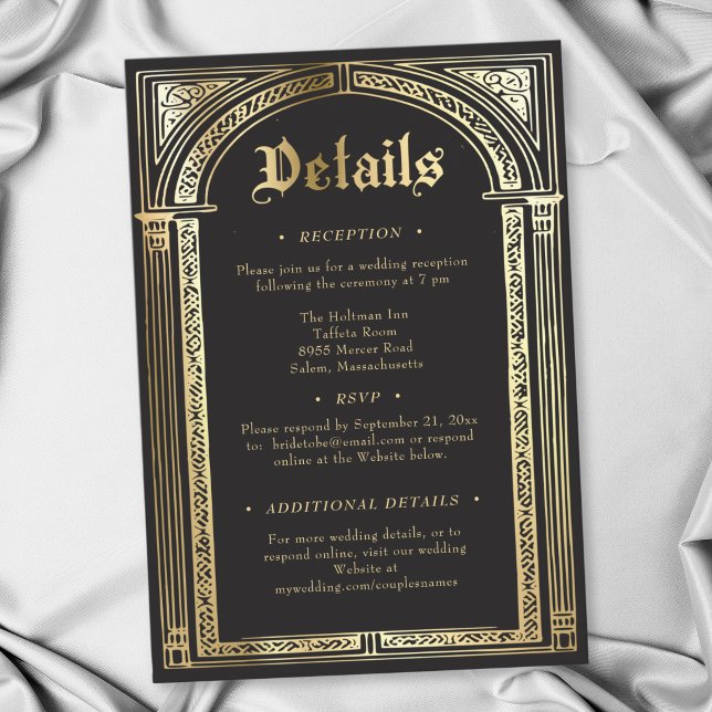 Gothic Black Gold Mediaeval Until Death Wedding Enclosure Card (Gothic Black Gold Medieval Until Death Wedding Enclosure Card)