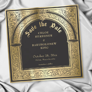 Gothic Black Gold Mediaeval Wedding Save The Date