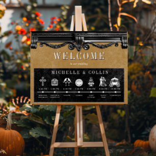 Gothic Black & Gold Order of Events Wedding Poster